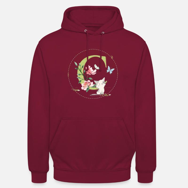 Anfangsbuchstabe C mit Katze - Unisex Hoodie - Bordeaux