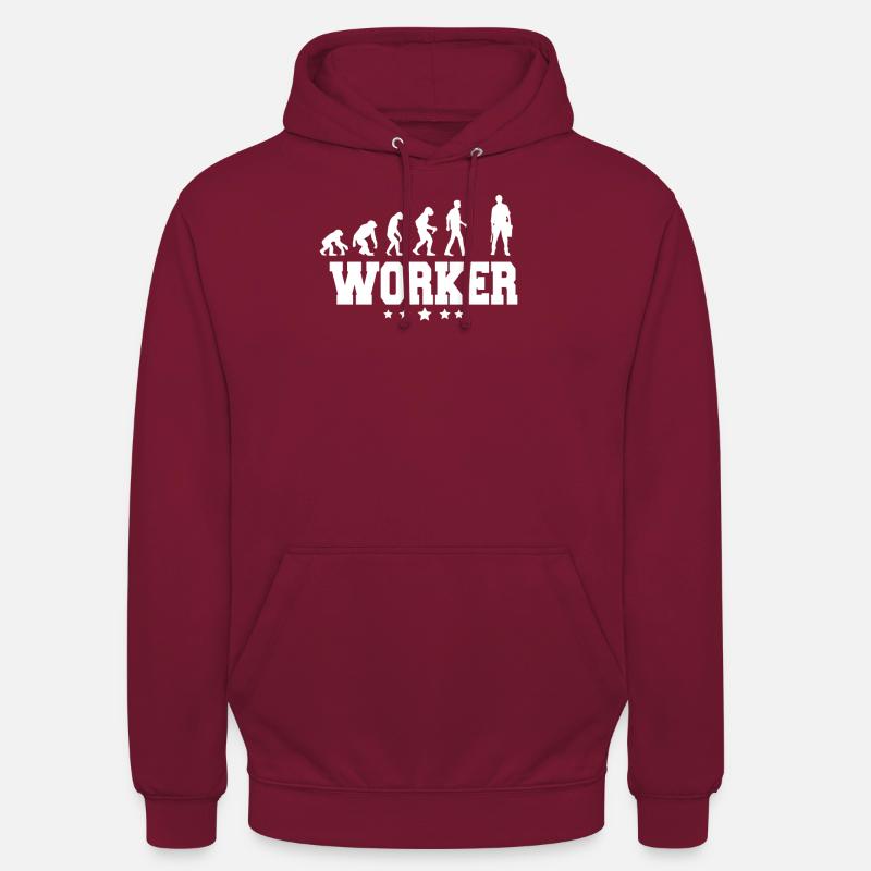 évolution du travailleur - Sweat-shirt à capuche unisexe - bordeaux