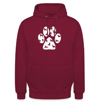 Hundeliebhaber Pfote - Unisex Hoodie - Bordeaux - Vorne - Alina (178cm) & Michal (187cm)