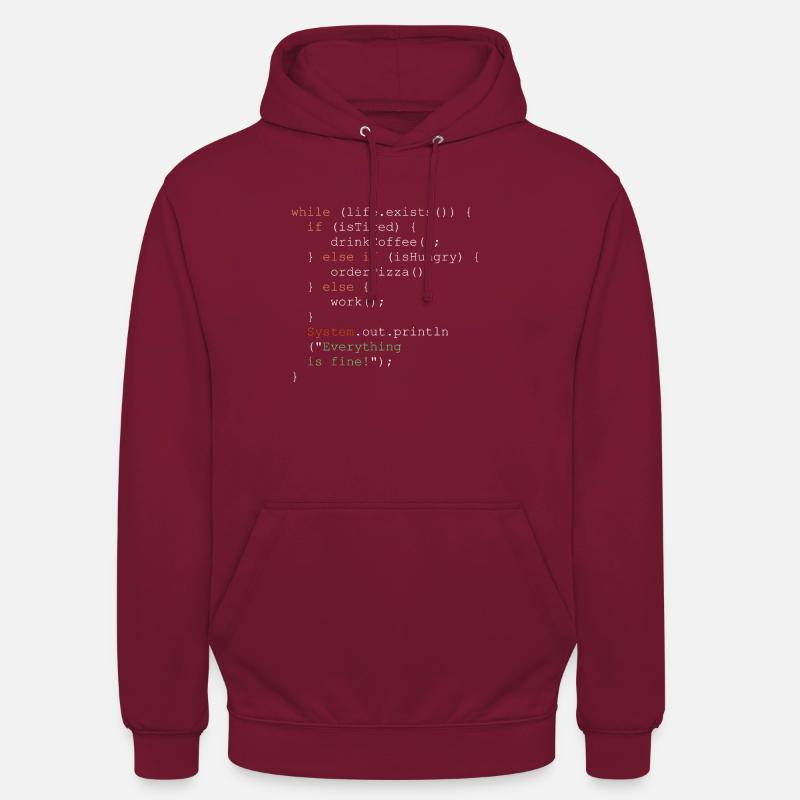 Programowanie, programista i kod programu - Bluza z kapturem typu unisex - bordowy