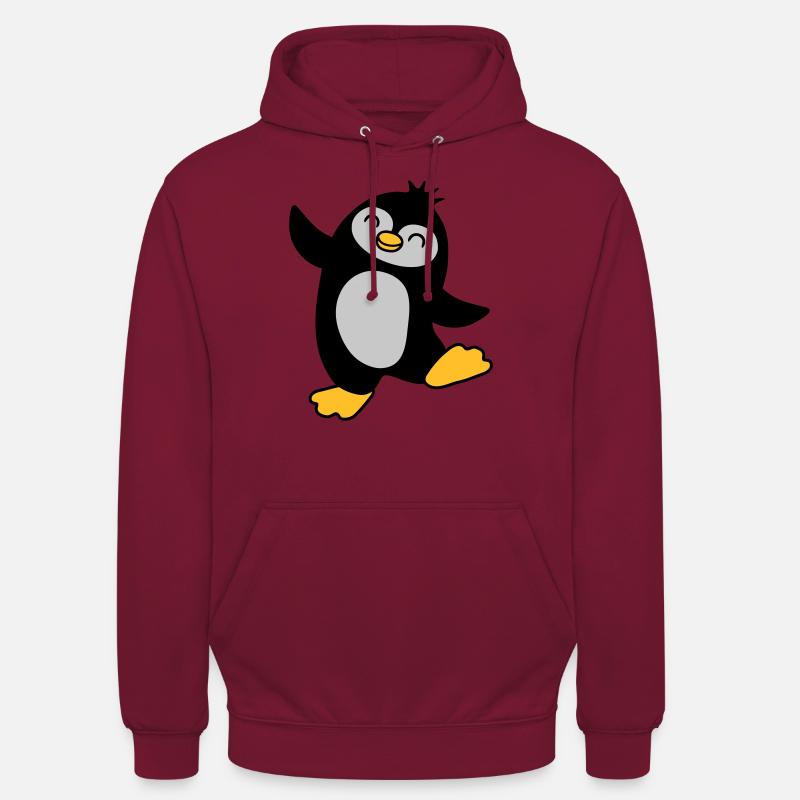 Joyeux pingouin mignon dansant - Sweat-shirt à capuche unisexe - bordeaux