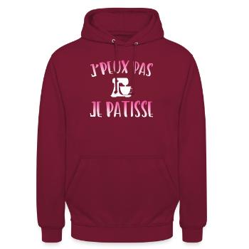 J'peux pas je pâtisse cadeau pâtisserie - Sweat-shirt à capuche unisexe - bordeaux - Devant - Alina (178cm) & Michal (187cm)