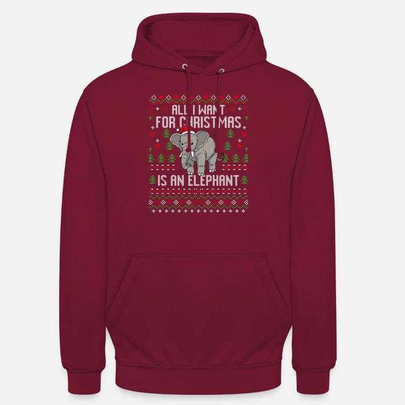 Weihnachten Elefanten Weihnachtspullover Elefant - Unisex Hoodie - Bordeaux
