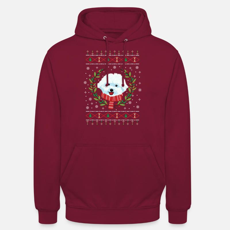Bichon Frisé hässlicher Weihnachtspullover - Unisex Hoodie - Bordeaux