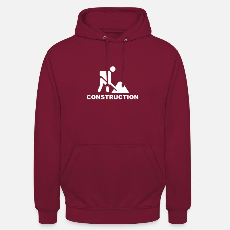 Construction /Construction /Construction /Reconstruction /Aide - Sweat-shirt à capuche unisexe - bordeaux