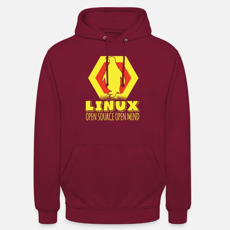 Linux Open Source Open Mind - Hættetrøje unisex - bordeaux