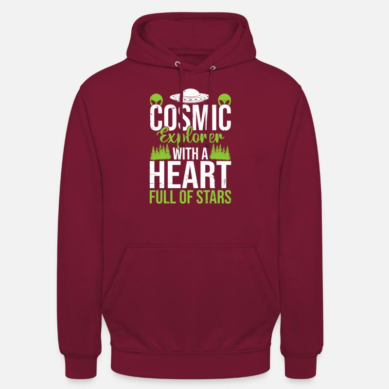 Cosmic Explorer Alien Design - Unisex Hoodie - Bordeaux