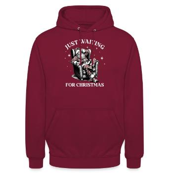 Juste en attendant Noël fatigué Père Noël - Sweat-shirt à capuche unisexe - bordeaux - Devant - Alina (178cm) & Michal (187cm)