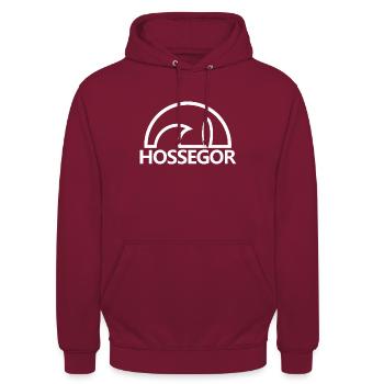 Hossegor soleil planche de surf blanc minimaliste - Sweat-shirt à capuche unisexe - bordeaux - Devant - Alina (178cm) & Michal (187cm)