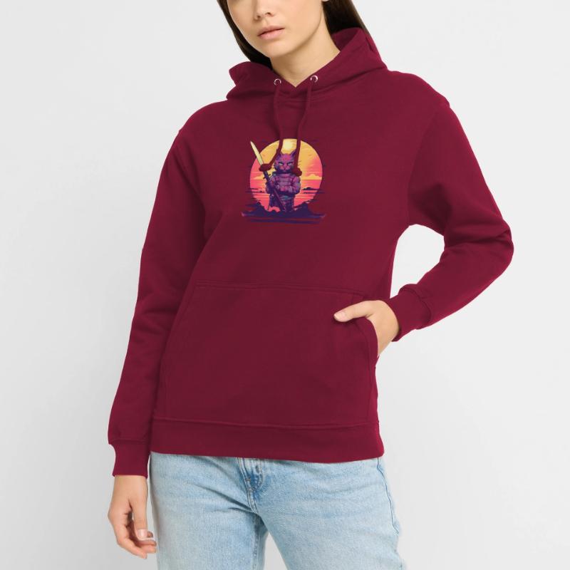 Synthwave samurai Cat sunset Unisex Hoodie