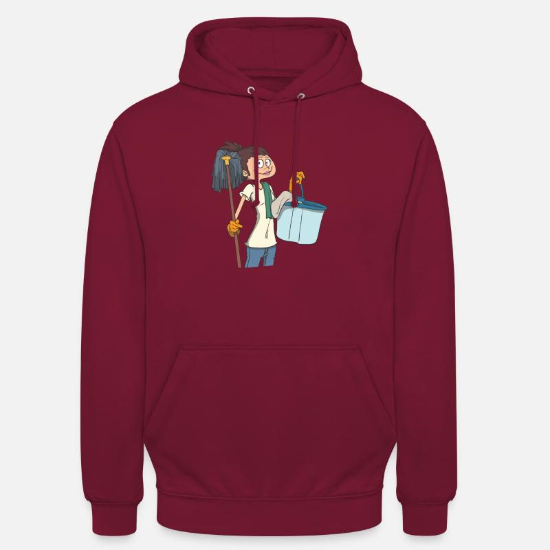 Putzfrau mit Wischmob und Eimer - Unisex Hoodie - Bordeaux