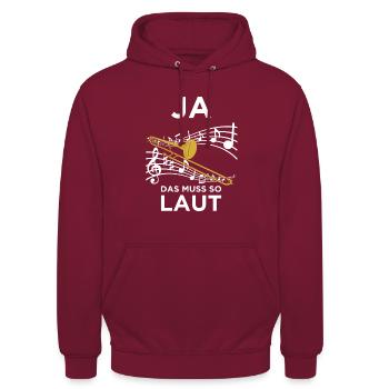 Ja Das Muss So Laut Sein - Posaune Posaunenspieler - Unisex Hoodie - Bordeaux - Vorne - Alina (178cm) & Michal (187cm)
