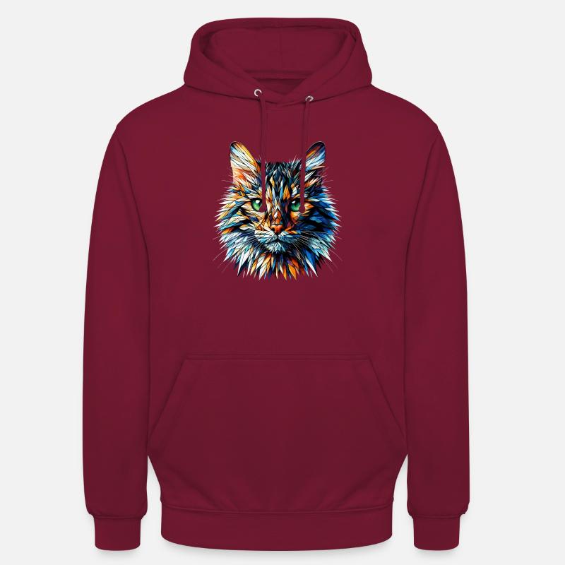 Polygone Art Bengal Chat - Sweat-shirt à capuche unisexe - bordeaux