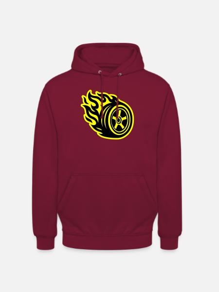 Tire Flame Car - Unisex Hoodie - bordeaux