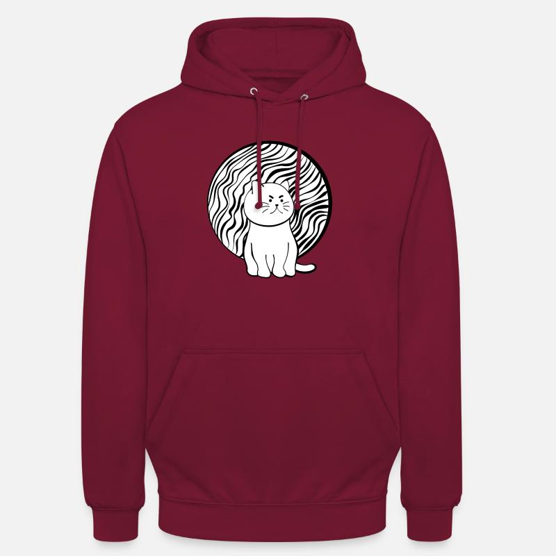 Chat heureux | Noir et blanc - Sweat-shirt à capuche unisexe - bordeaux