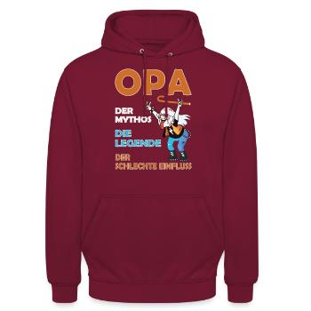 Opa der schlechte Einfluss - Unisex Hoodie - Bordeaux - Vorne - Alina (178cm) & Michal (187cm)