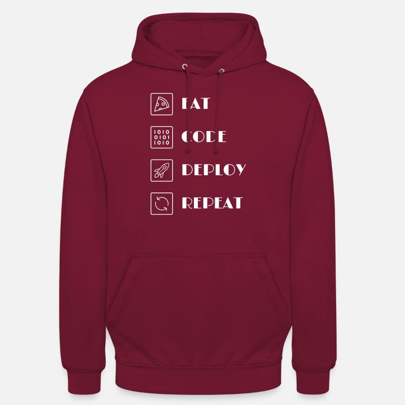 MANGER - CODE - DÉPLOYER - RÉPÉTER - Sweat-shirt à capuche unisexe - bordeaux