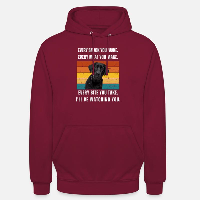 Chaque collation que vous préparez. Conception rétro Labrador - Sweat-shirt à capuche unisexe - bordeaux