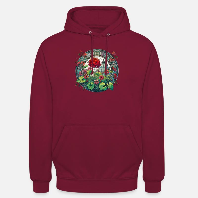 Géraniums - Sweat-shirt à capuche unisexe - bordeaux