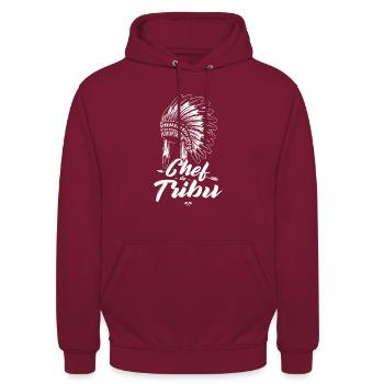 PAPA - Stammesführer (Familie) - Vatertag - Unisex Hoodie - Bordeaux - Vorne - Alina (178cm) & Michal (187cm)