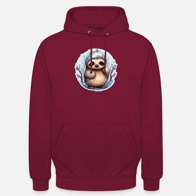 cold season sloth with cap - Unisex Hoodie - bordeaux