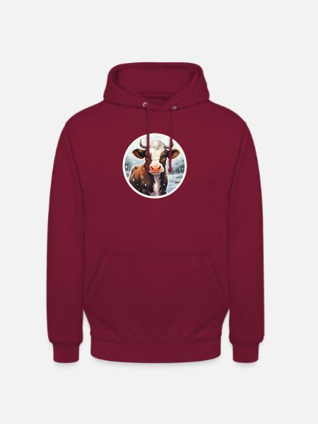 Beef calves in winter - Unisex Hoodie - bordeaux