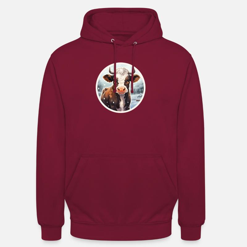 Beef calves in winter - Unisex Hoodie - bordeaux