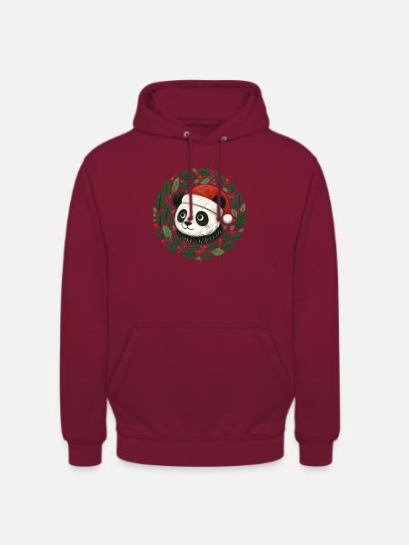 Panda de Noël - Sweat-shirt à capuche unisexe - bordeaux