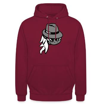 Cheval Gangster Chapeau Lunettes de soleil Criminal Cool - Sweat-shirt à capuche unisexe - bordeaux - Devant - Alina (178cm) & Michal (187cm)