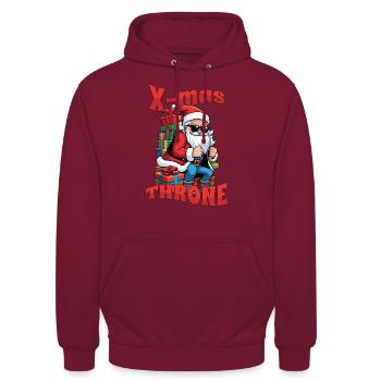 NOËL TRÔNE PÈRE NOËL - Sweat-shirt à capuche unisexe - bordeaux - Devant - Alina (178cm) & Michal (187cm)