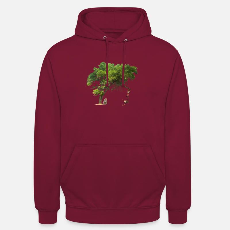 Singe dans la jungle - Sweat-shirt à capuche unisexe - bordeaux