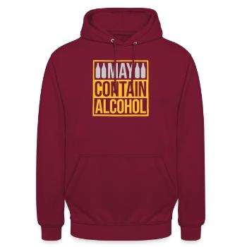 Schild May Contain Alcohol - Unisex Hoodie - Bordeaux - Vorne - Alina (178cm) & Michal (187cm)