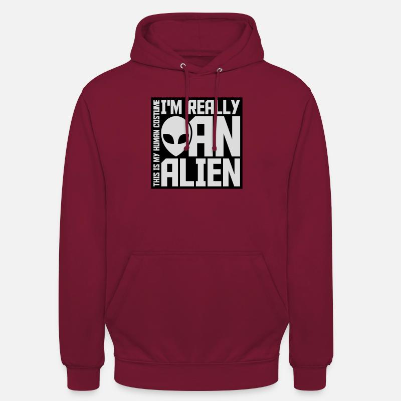 Citation extraterrestre de costume humain - Sweat-shirt à capuche unisexe - bordeaux