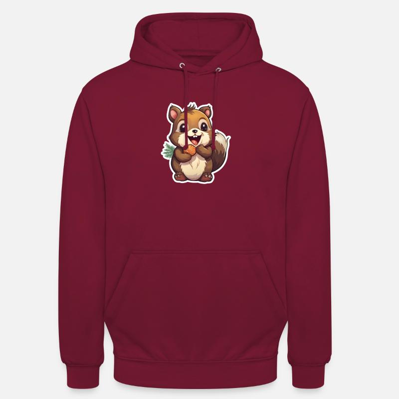 Écureuil mignon avec noix - Sweat-shirt à capuche unisexe - bordeaux
