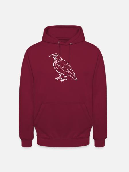 Rabe in weiß - Unisex Hoodie - Bordeaux