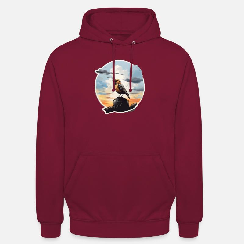 Landschaft Gemälde mit Vogel - Unisex Hoodie - Bordeaux