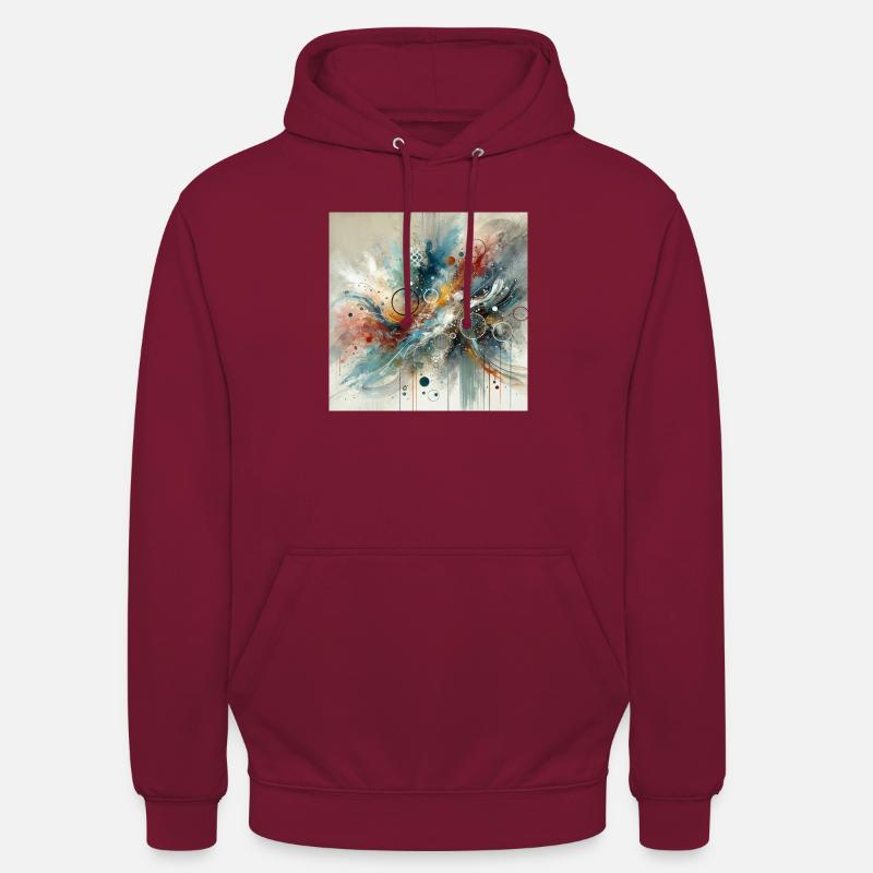 Dynamischer Fluss - Abstraktes Gemälde - Unisex Hoodie - Bordeaux