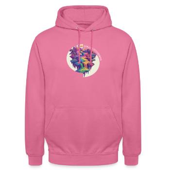 Liquid Rainbow River Surreales T-Shirt-Design - Unisex Hoodie - Pink - Vorne - Alina (178cm) & Michal (187cm)