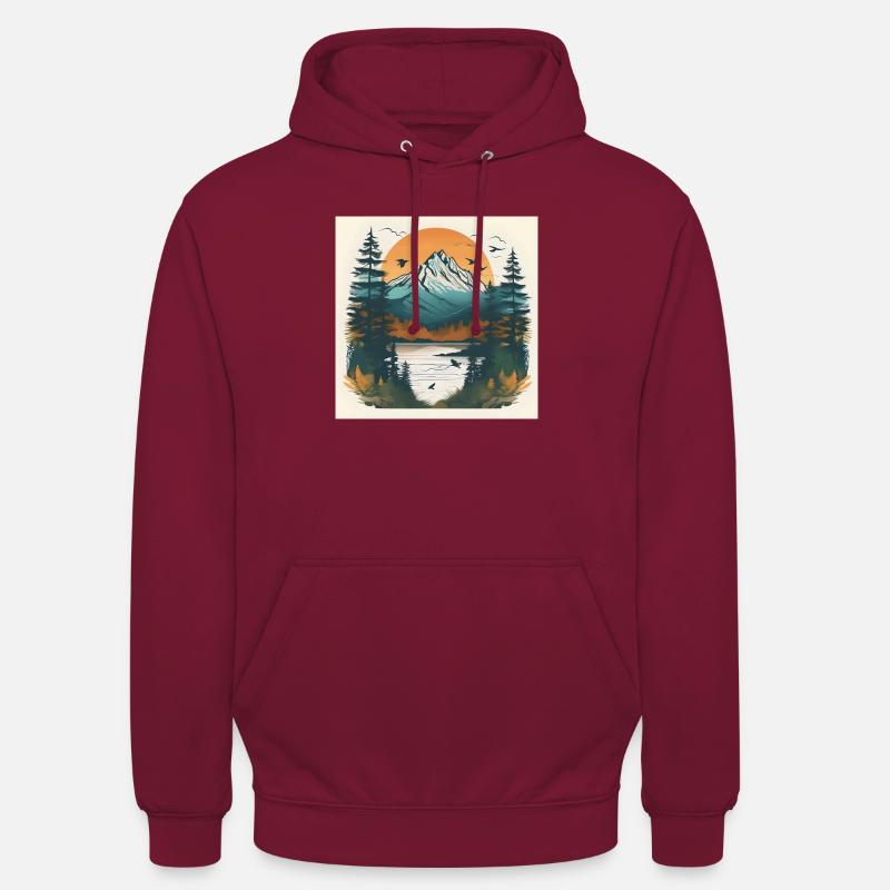 Mountains Calling : un design élégant pour les alpinistes - Sweat-shirt à capuche unisexe - bordeaux