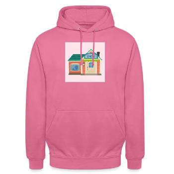 Video Game Inspired Cottage - Unisex Hoodie - pink - Front - Alina (178cm) & Michal (187cm)