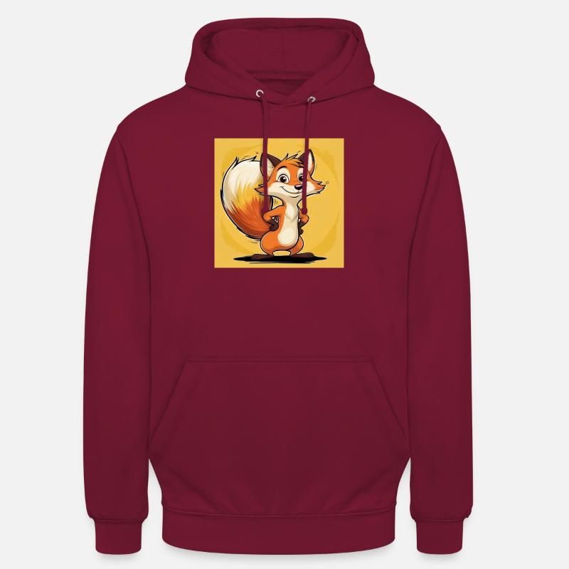 Mignon Dessin Animé Renard - Sweat-shirt à capuche unisexe - bordeaux