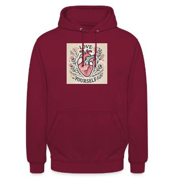 LOVE YOURSELF - Unisex Hoodie - Bordeaux - Vorne - Alina (178cm) & Michal (187cm)