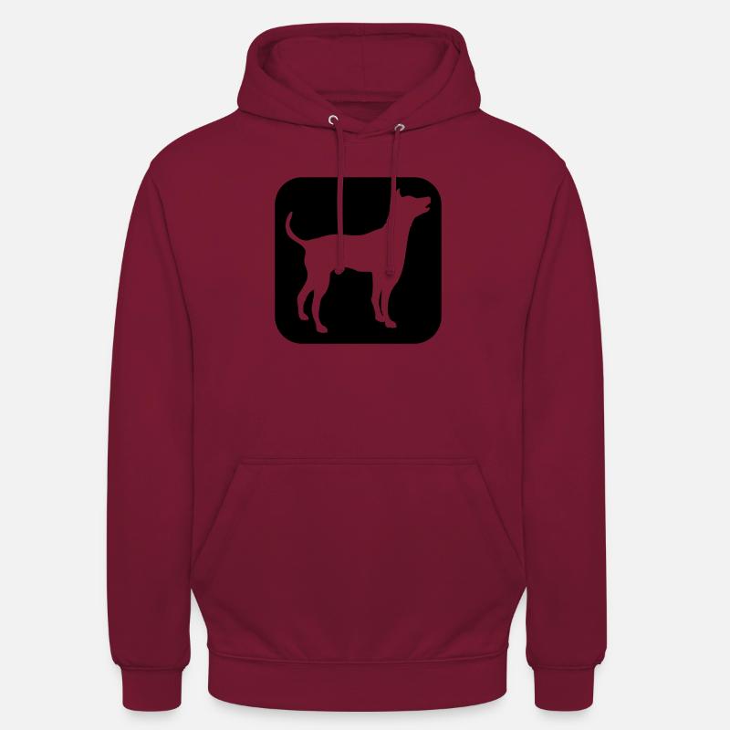 Hund Silhouette Symbol Button Logo Quadrat Cool - Unisex Hoodie - Bordeaux