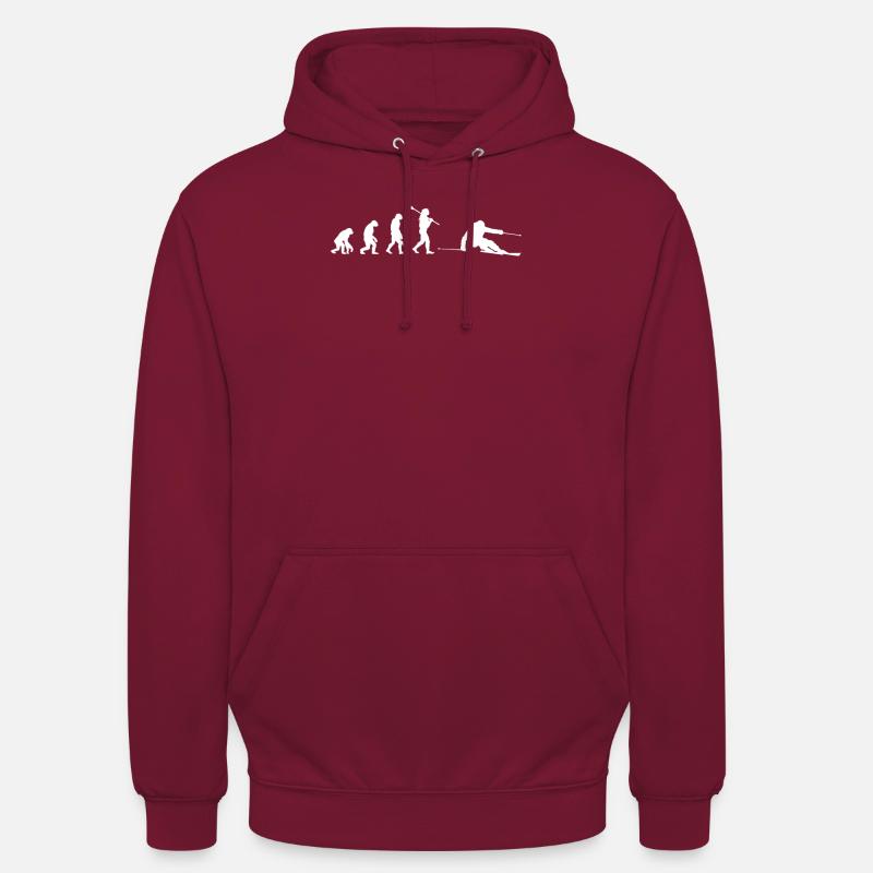 Skiing Evolution einzigartiges Design - Unisex Hoodie - Bordeaux