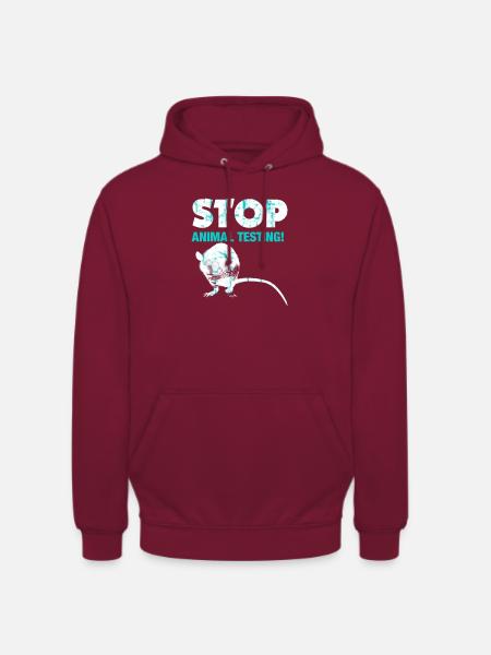 Stop animal testing - against animal abuse - Unisex Hoodie - Bordeaux