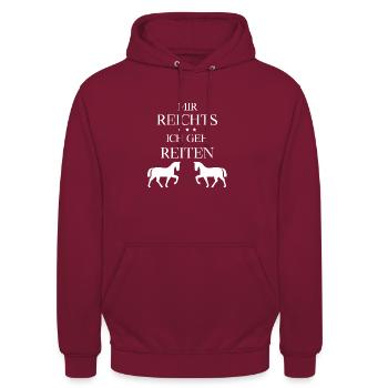 Mir reichts ich geh Reiten! - Unisex Hoodie - Bordeaux - Vorne - Alina (178cm) & Michal (187cm)
