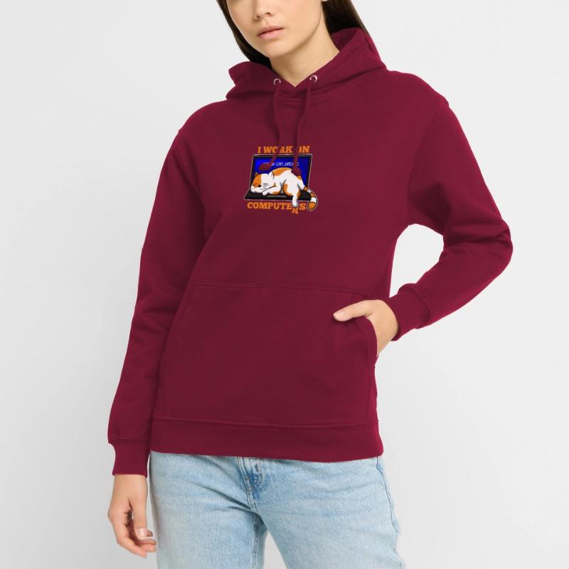 Katze und Computer, die Programmierergeschenk zerhacken Unisex Hoodie