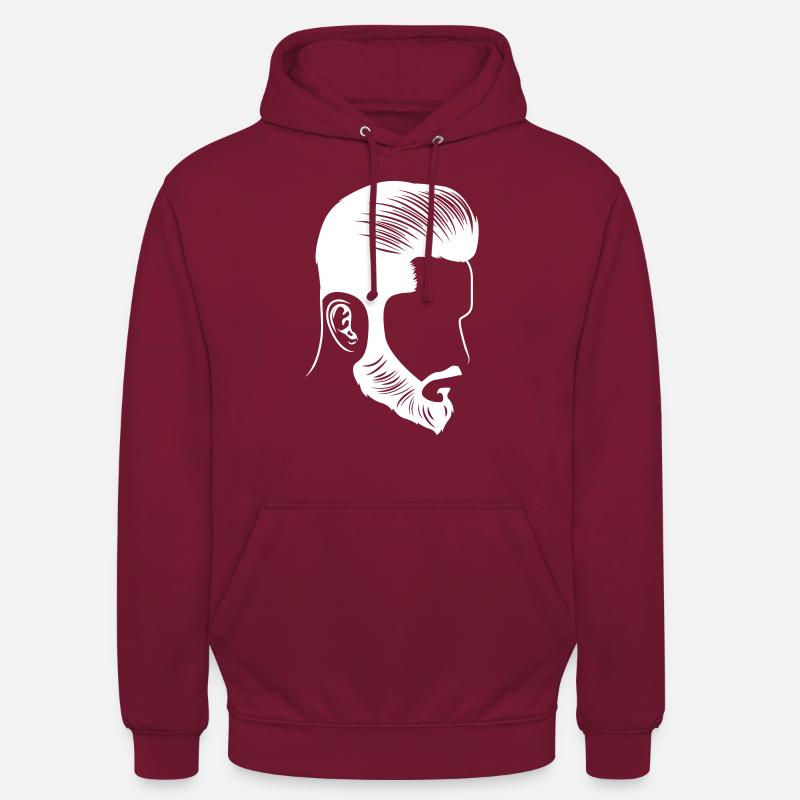 modèle de style de coiffure tête de barbe - Sweat-shirt à capuche unisexe - bordeaux