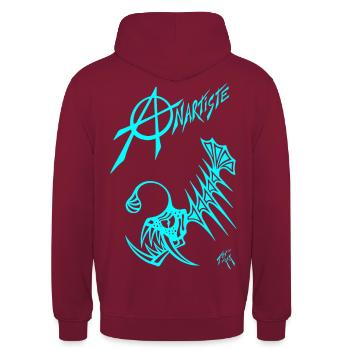 "anartiste" bleu - Sweat-shirt à capuche unisexe - bordeaux - Dos - Michal (187cm)