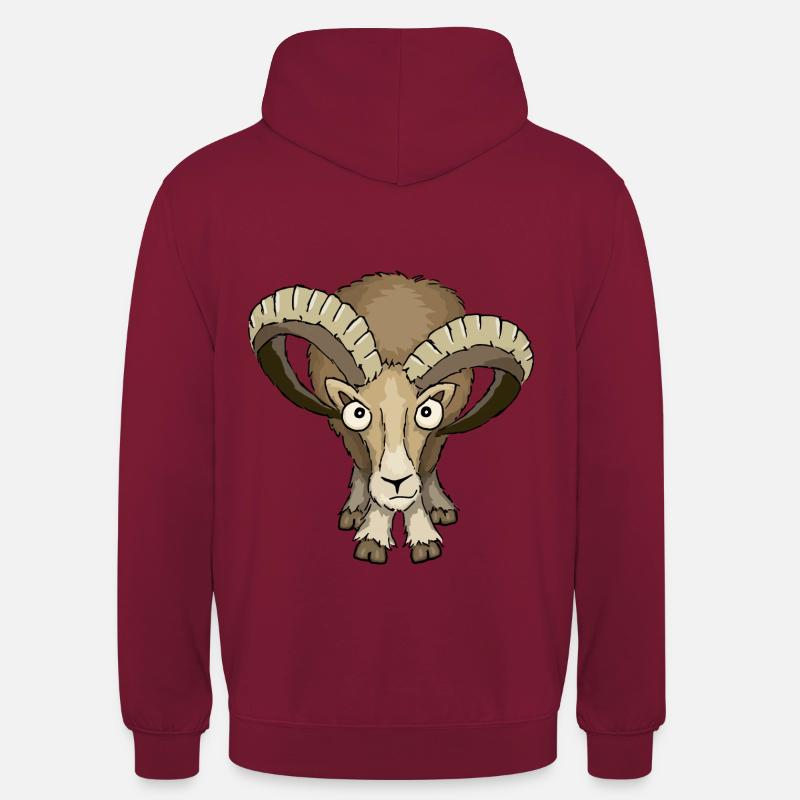 Mufflon Schafbock stare down Widder Geschenk - Unisex Hoodie - Bordeaux